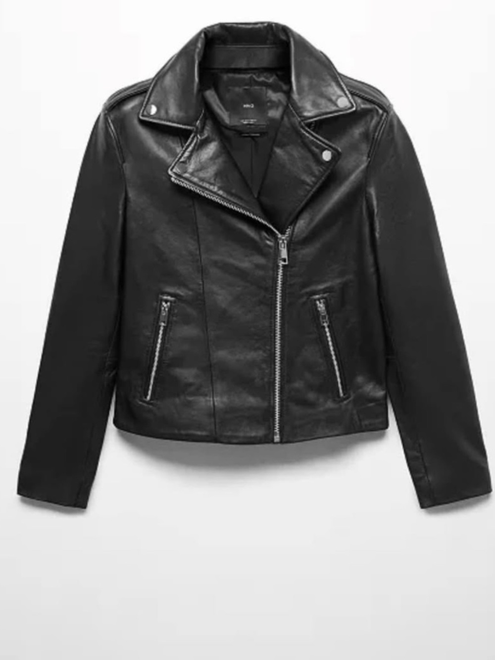 Mango Black Leather Biker Jacket